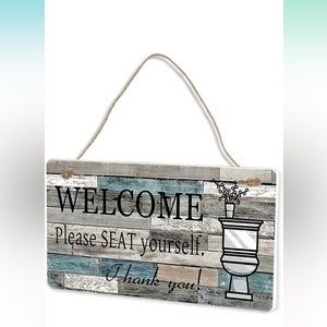 Welcome wood wall art decorations for bathroom